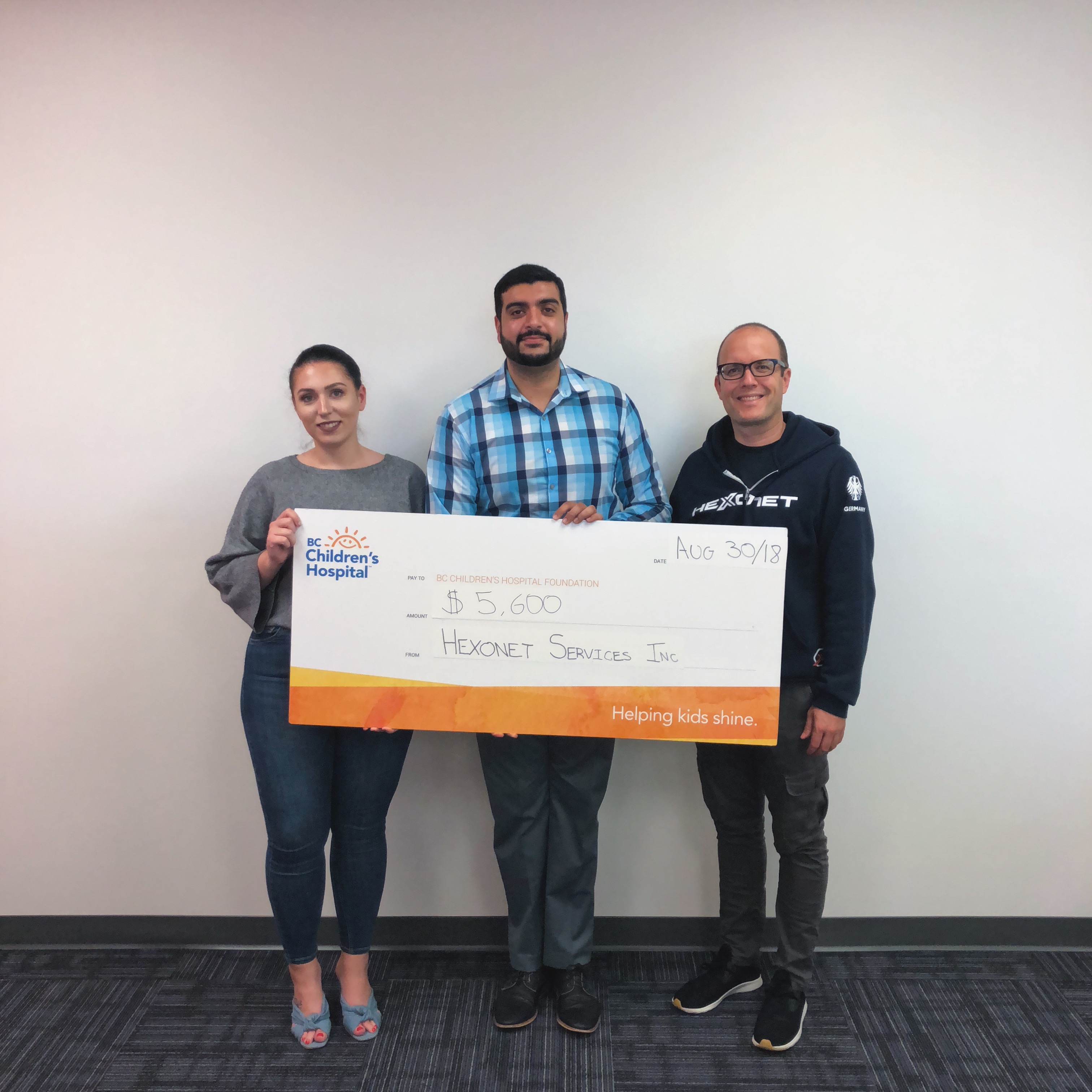 HEXONET Donation to the BC Children's Hospital Foundation