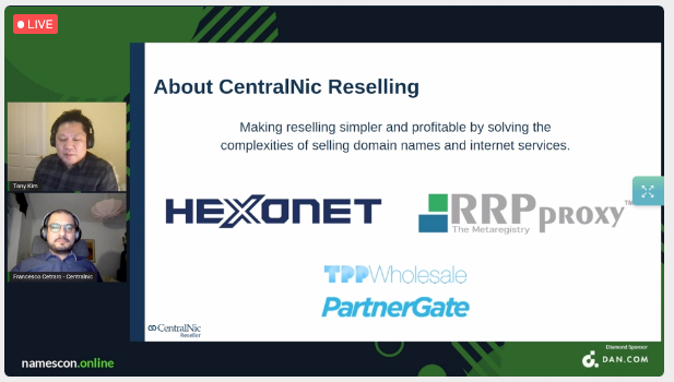 Screen Capture of 'Help Maximize Your Profits as a Domain Registrar and Reseller' session
